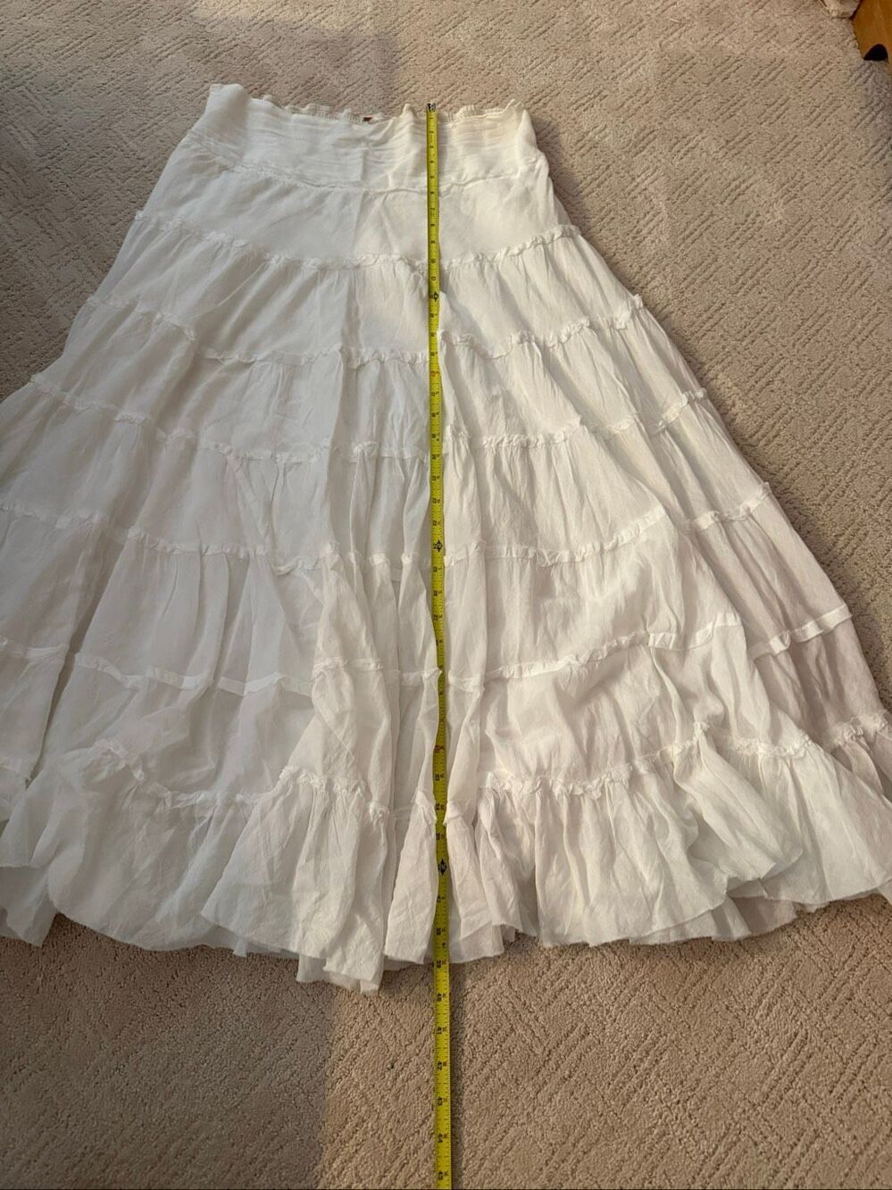 Free People Stuck in A Moment Cream Puff White Cotton Tiered Maxi Skirt - Picture 5 of 11